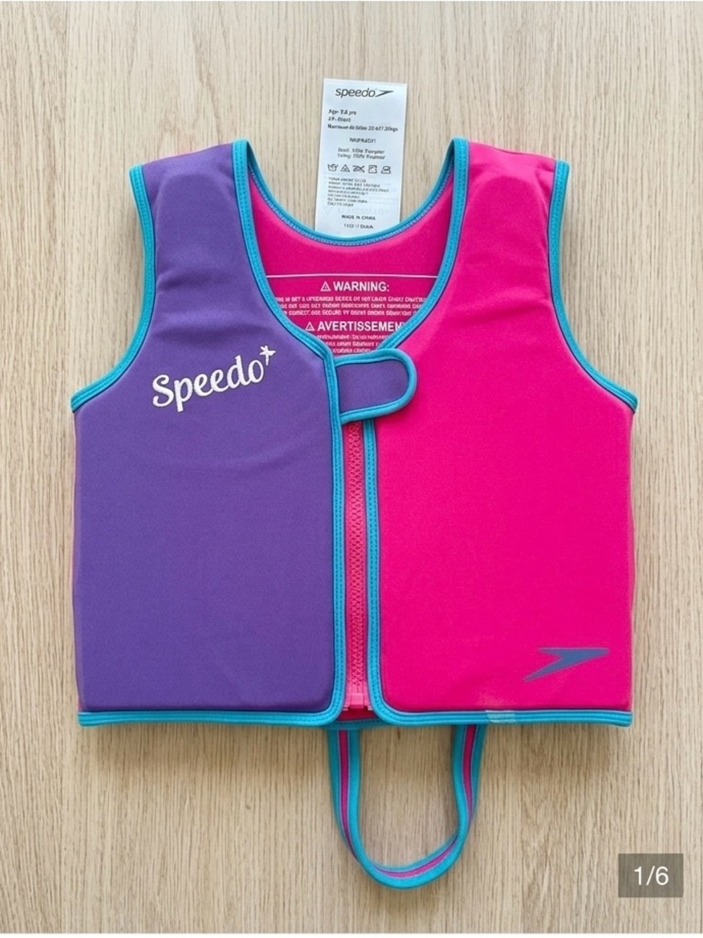 Speedo Kids Pink & Purple Swim Vest with Teal Trim